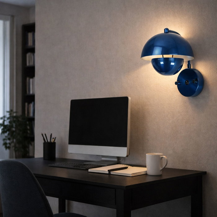 Opviq Lámpara de Pared de Cuerpo Metálico Azul Opviq Lámpara de Pared de Cuerpo Metálico Azul